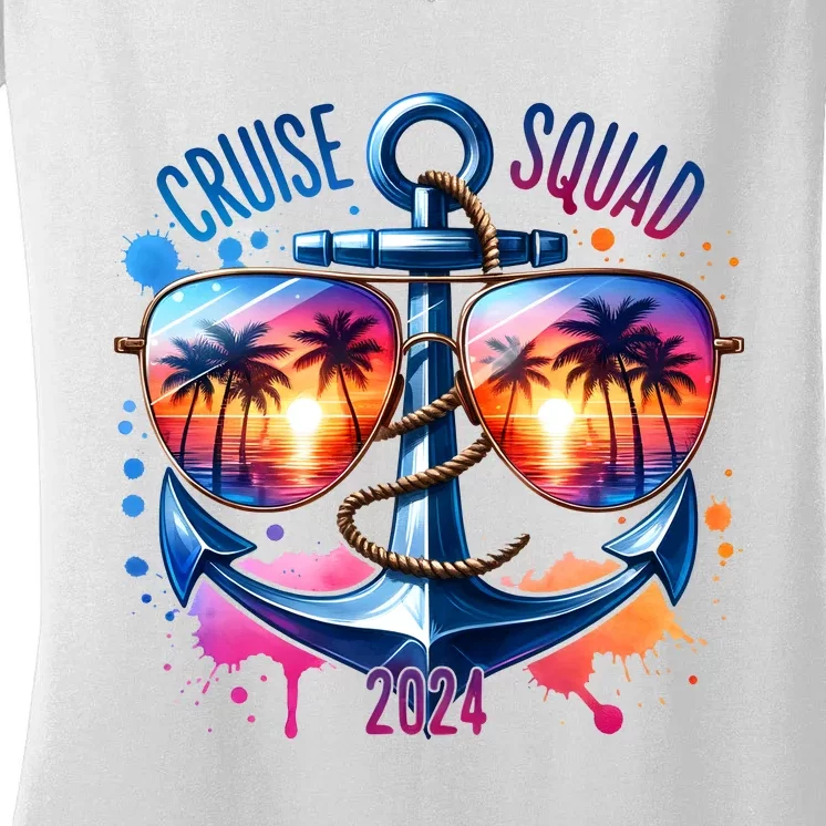 Cruise Squad 2024 Sunglass Matching Team Women's V-Neck T-Shirt