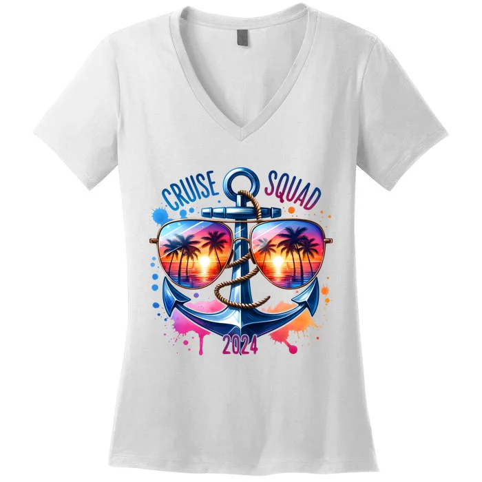 Cruise Squad 2024 Sunglass Matching Team Women's V-Neck T-Shirt