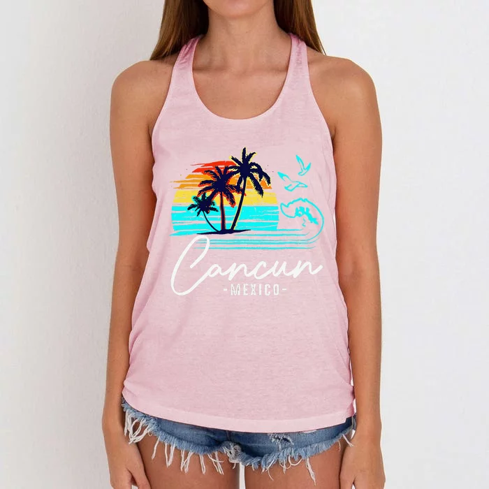 Cancun Souvenir 2024 Mexico Vacation Matching Family Group Women's Knotted Racerback Tank