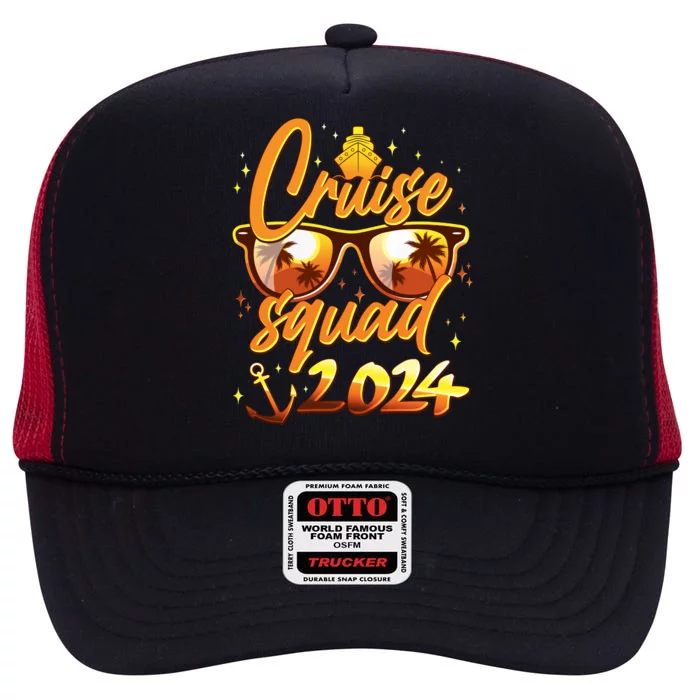 Cruise Squad 2024 Family Friends Vacation High Crown Mesh Trucker Hat