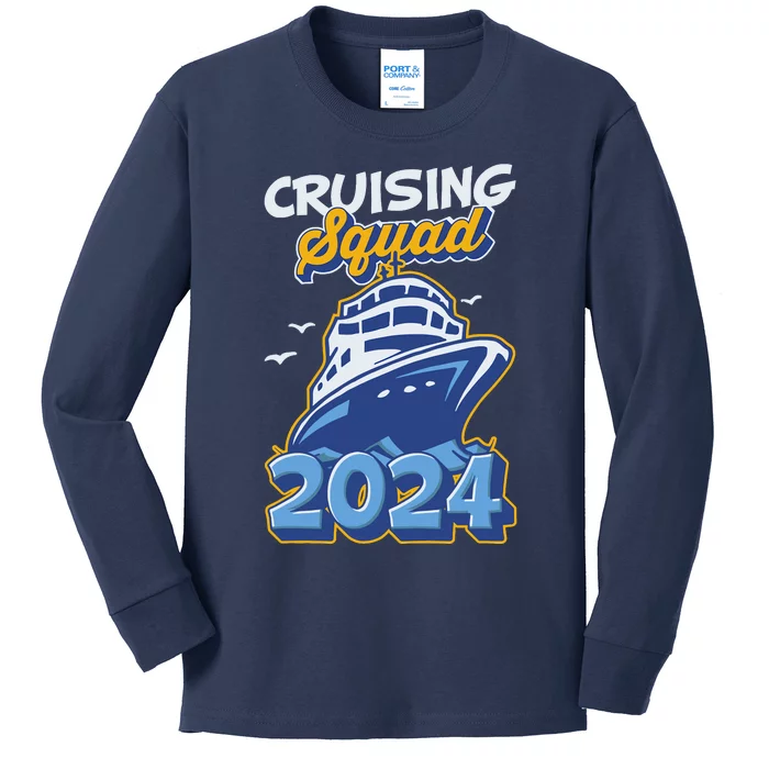 Cruising Squad 2024 Vacation Trip Party Ship Cruise Kids Long Sleeve Shirt