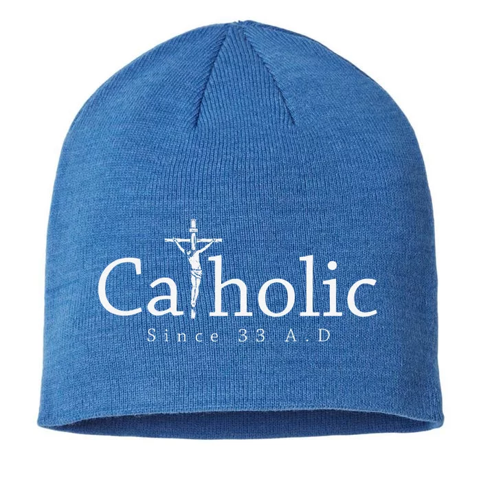 Catholic Since 33 AD Crucifix Jesus Eucharist Christianity 8 1/2in Sustainable Knit Beanie