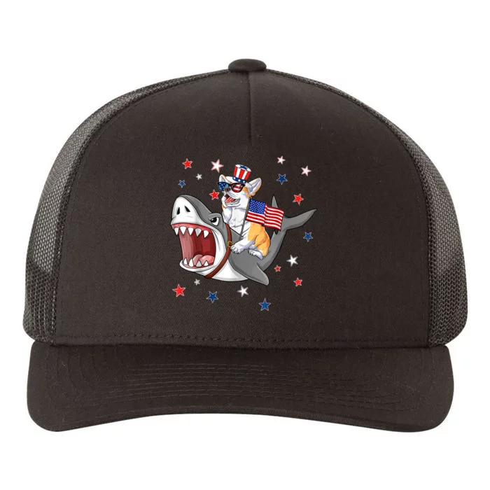 Corgi Shark 4th Of July Dog Mom Dad Puppy Lover Yupoong Adult 5-Panel Trucker Hat