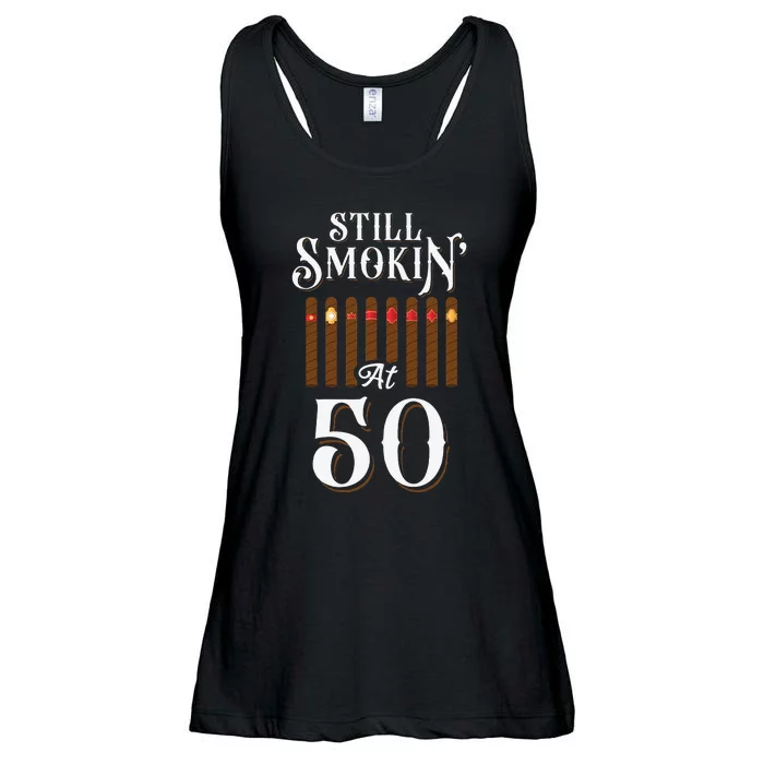 Cigar Smoking 50Th Birthday Vintage Still Smokin' At 50 Ladies Essential Flowy Tank