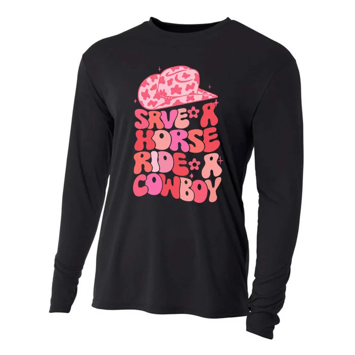 Cowgirl Save A Horse Ride A Cowboy Rodeo Western Country Cooling Performance Long Sleeve Crew