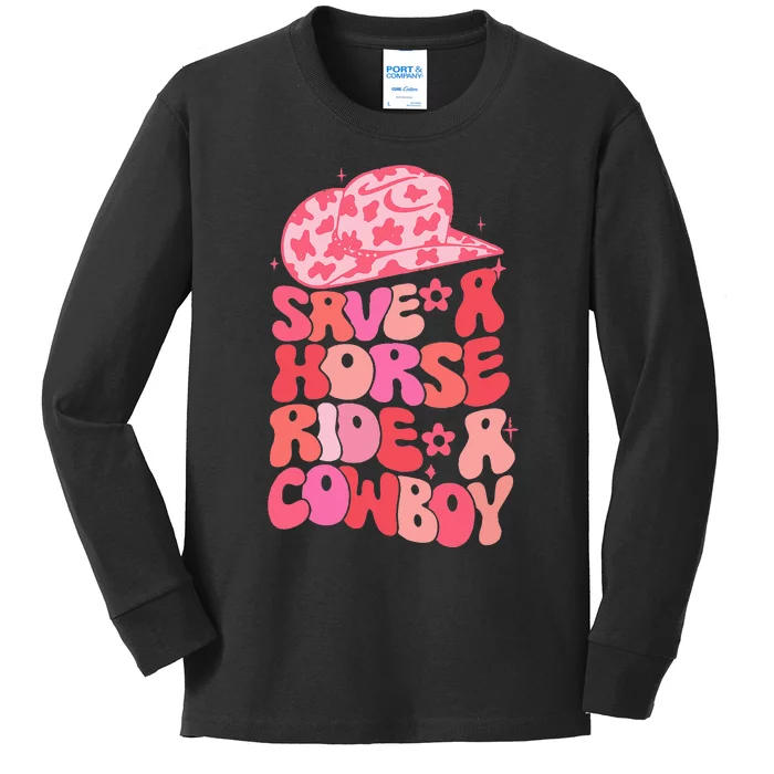 Cowgirl Save A Horse Ride A Cowboy Rodeo Western Country Kids Long Sleeve Shirt