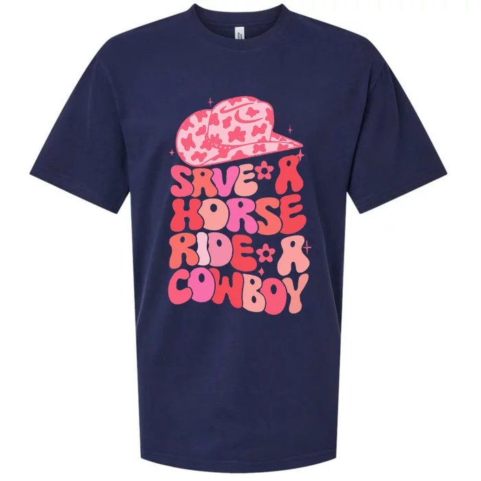 Cowgirl Save A Horse Ride A Cowboy Rodeo Western Country Sueded Cloud Jersey T-Shirt