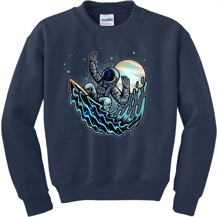 Cool Space Astronaut Surfing the Galaxy Kids Sweatshirt