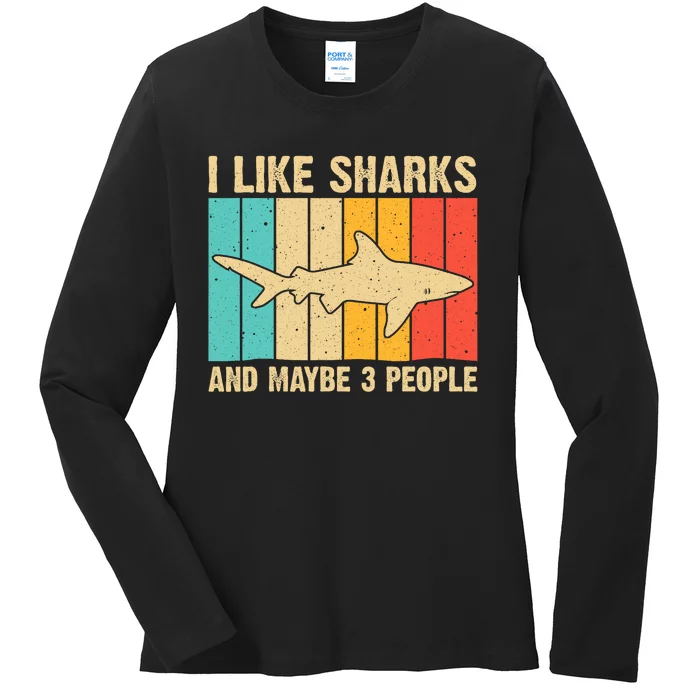 Cool Shark Art For Shark Related Shark Lover Ladies Long Sleeve Shirt