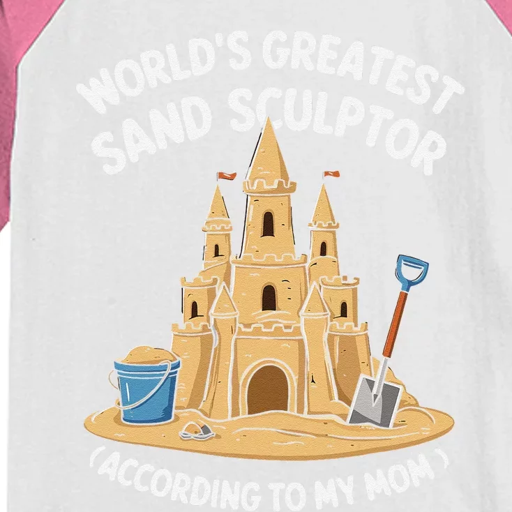 Creative Sandcastle Art Sculpture Beach Fun Sculpting Kids Colorblock Raglan Jersey