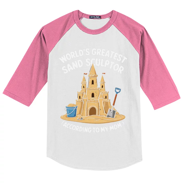 Creative Sandcastle Art Sculpture Beach Fun Sculpting Kids Colorblock Raglan Jersey