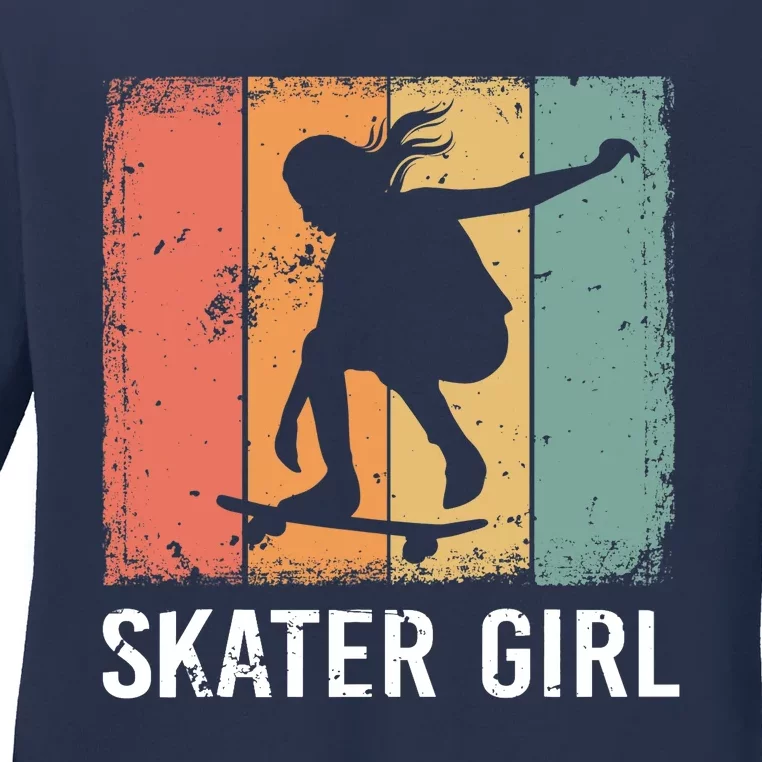 Cool Skater Art Wo Girls Skateboarding Skateboard Skating Ladies Long Sleeve Shirt