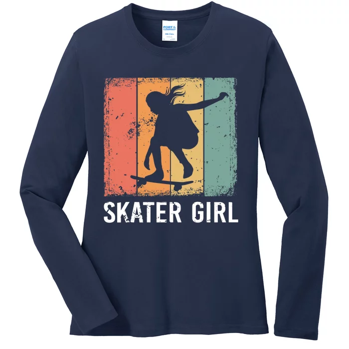 Cool Skater Art Wo Girls Skateboarding Skateboard Skating Ladies Long Sleeve Shirt