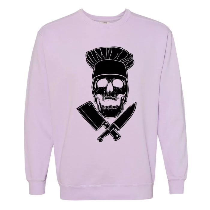 Chef Skull And Crossbones Knives Funny Culinary Chef Gift Garment-Dyed Sweatshirt