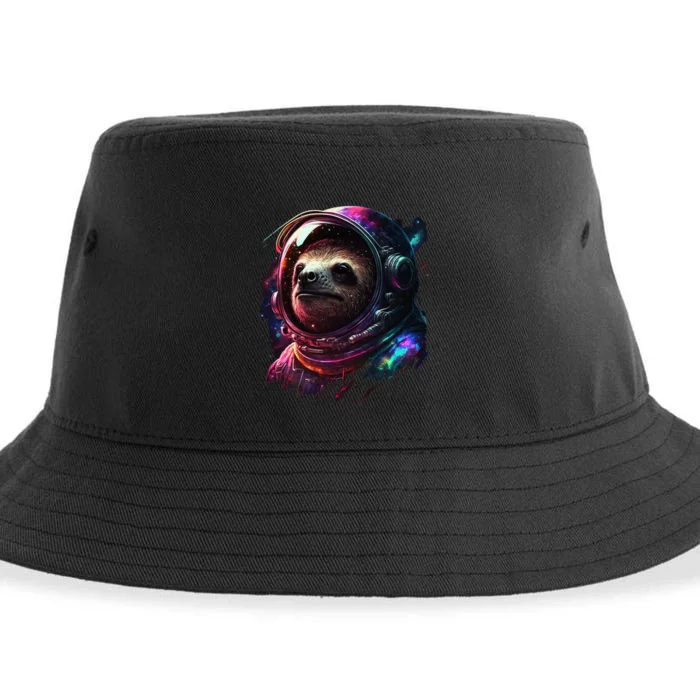 cute Sloth Astronaut in Space Suit Colorful Cosmos Sustainable Bucket Hat