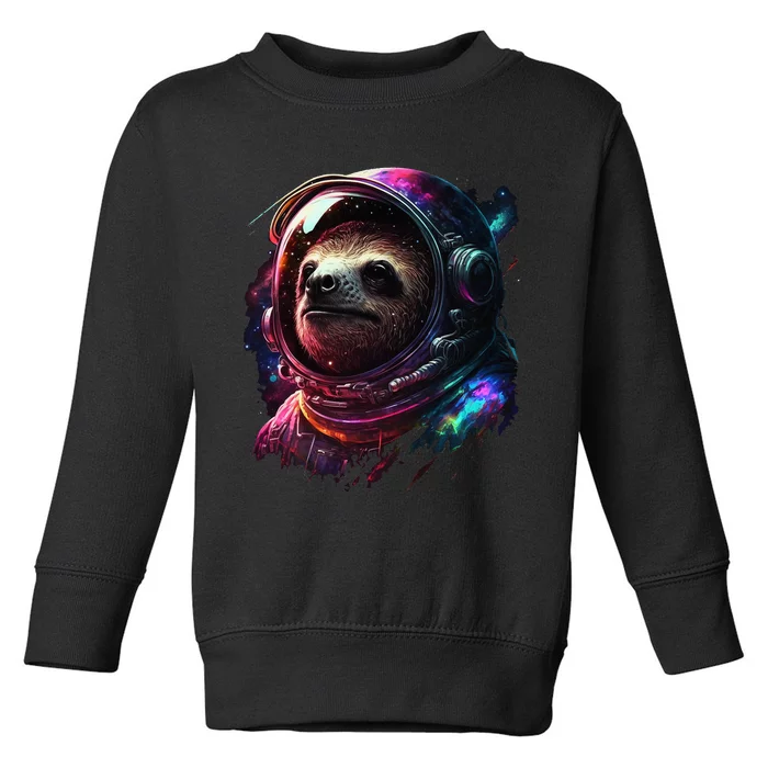 cute Sloth Astronaut in Space Suit Colorful Cosmos Toddler Sweatshirt