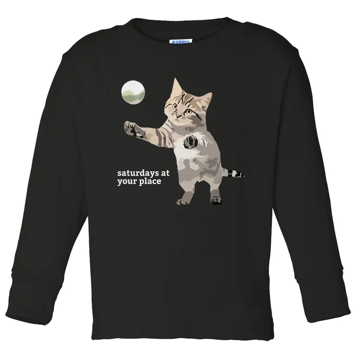 Cat Saturday At Your Place Toddler Long Sleeve Shirt