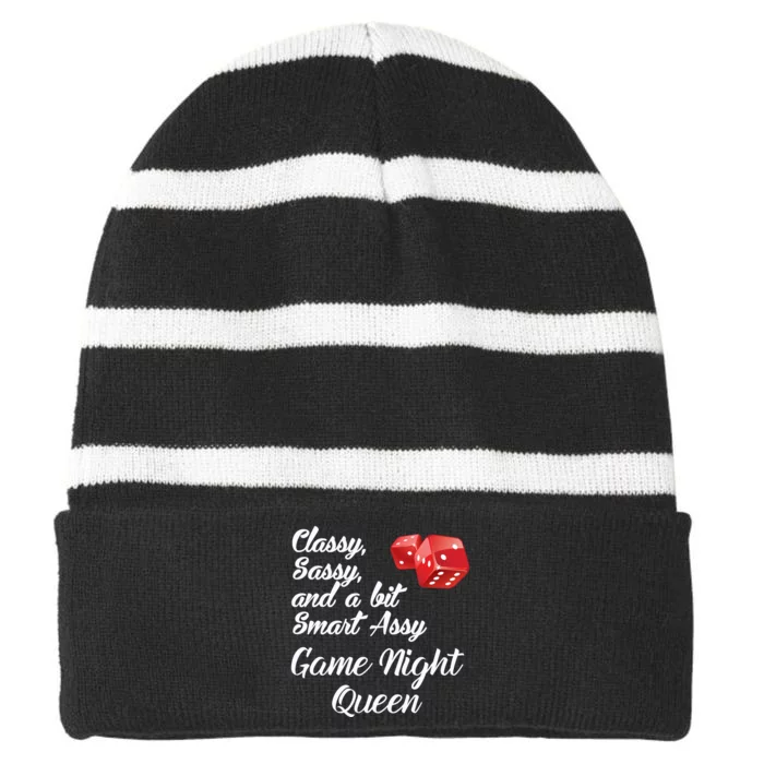 Classy Sassy And A Bit Smart Assy Game Night Queen Funny Striped Beanie with Solid Band