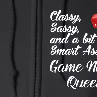 Classy Sassy And A Bit Smart Assy Game Night Queen Funny Full Zip Hoodie