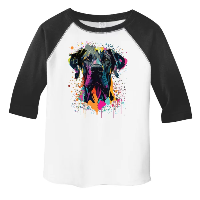 Colorful Splash Art Great Dane Portrait Puppy Owner Toddler Fine Jersey T-Shirt