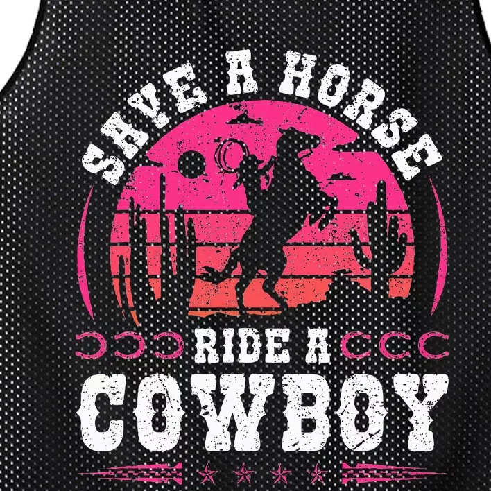 Cowgirl Save A Horse Ride A Cowboy Rodeo Western Country Mesh Reversible Basketball Jersey Tank