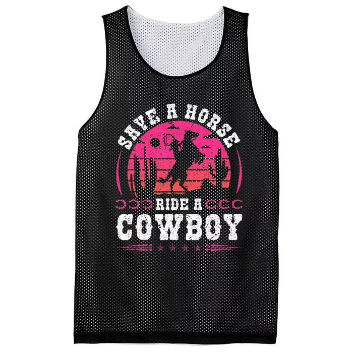 Cowgirl Save A Horse Ride A Cowboy Rodeo Western Country Mesh Reversible Basketball Jersey Tank