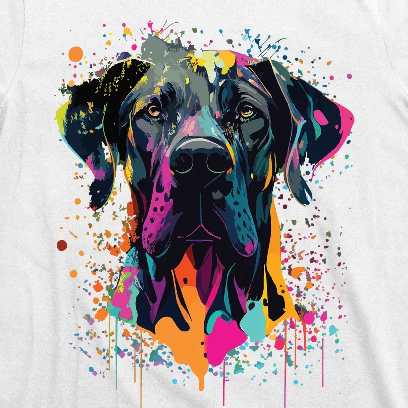 Colorful Splash Art Great Dane Portrait Puppy Owner T-Shirt