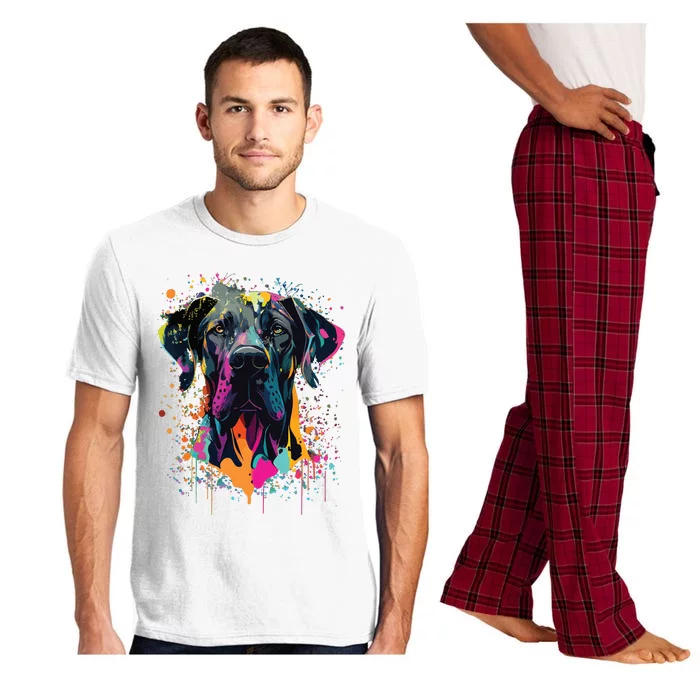 Colorful Splash Art Great Dane Portrait Puppy Owner Pajama Set