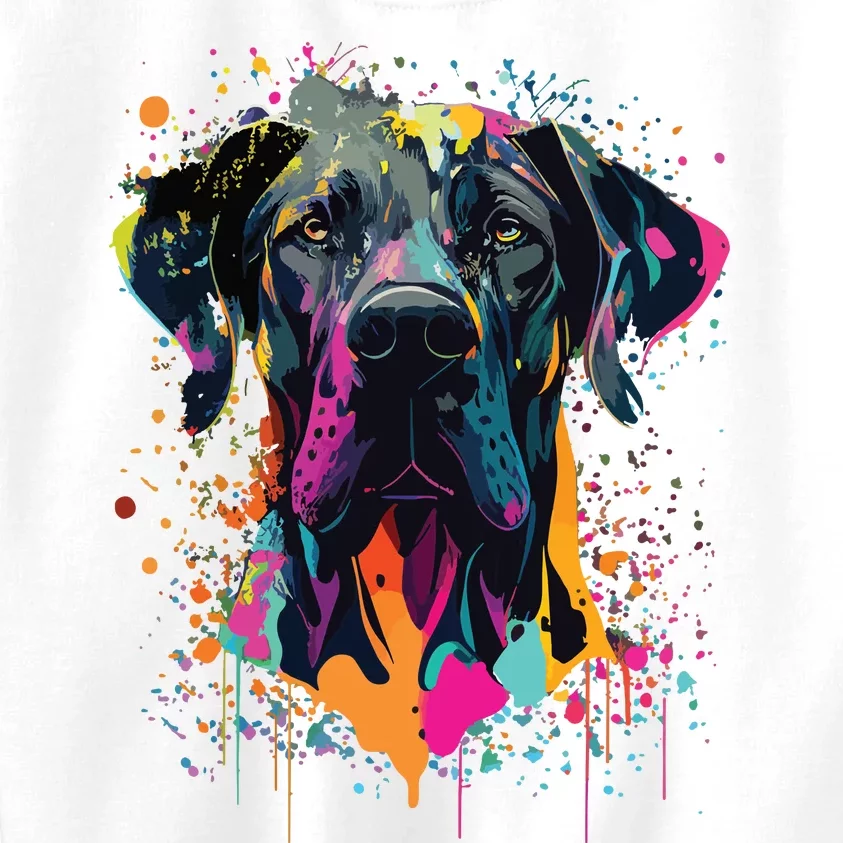 Colorful Splash Art Great Dane Portrait Puppy Owner Kids Sweatshirt