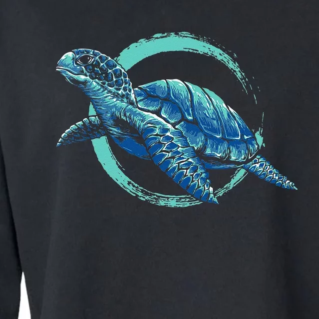 Cute Sea Animal Lover Ocean Pet Owner Gift Aquarium Turtle Cropped Pullover Crew