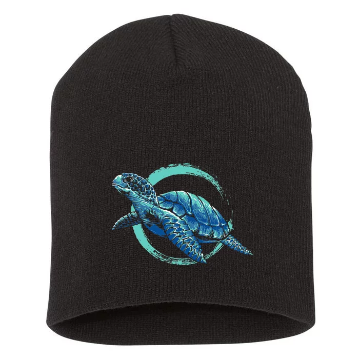 Cute Sea Animal Lover Ocean Pet Owner Gift Aquarium Turtle Short Acrylic Beanie