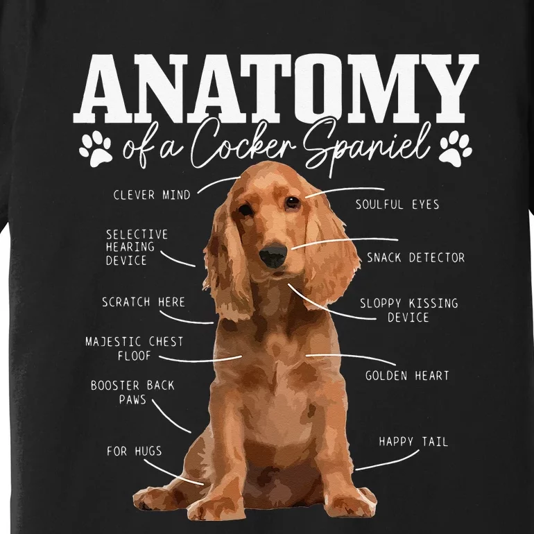 Cocker Spaniel Anatomy Funny Cute Dog Cocker Spaniel Mom Dad Premium T-Shirt