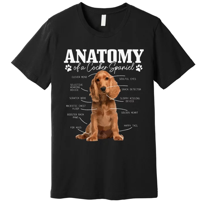 Cocker Spaniel Anatomy Funny Cute Dog Cocker Spaniel Mom Dad Premium T-Shirt