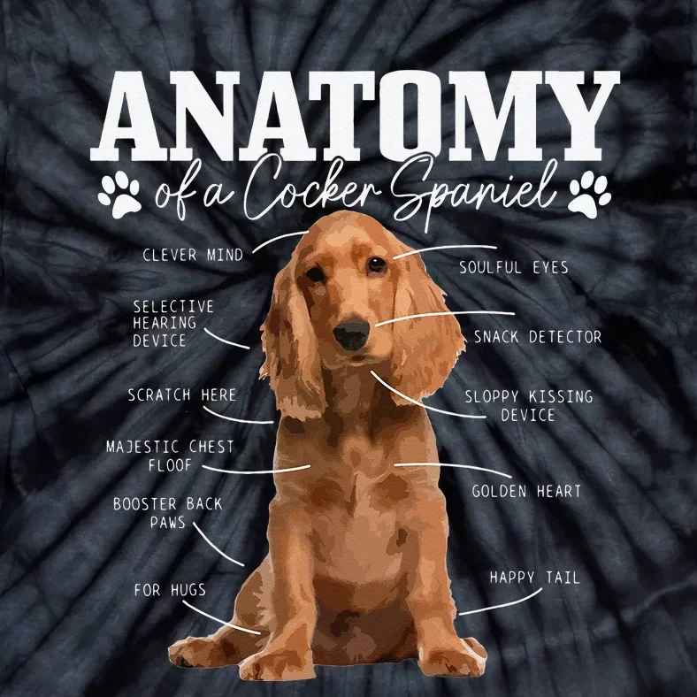 Cocker Spaniel Anatomy Funny Cute Dog Cocker Spaniel Mom Dad Tie-Dye T-Shirt