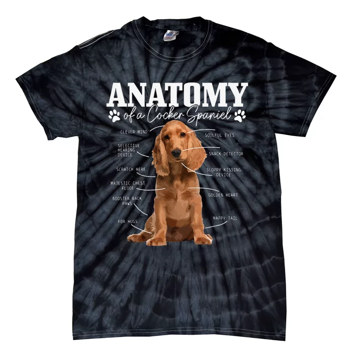 Cocker Spaniel Anatomy Funny Cute Dog Cocker Spaniel Mom Dad Tie-Dye T-Shirt