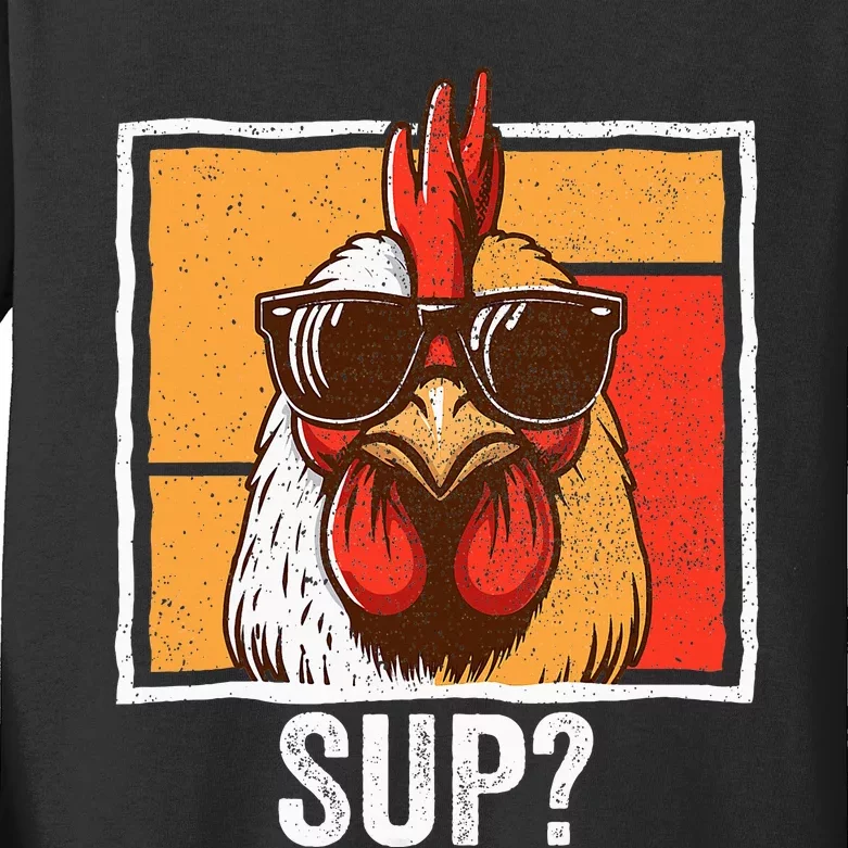 Chicken Sunglasses Animal Farm Funny For Farmer Kids Long Sleeve Shirt