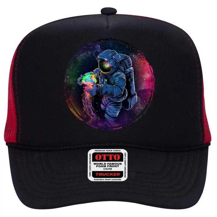 Cool Space Astronaut Jellyfish Galaxy High Crown Mesh Trucker Hat