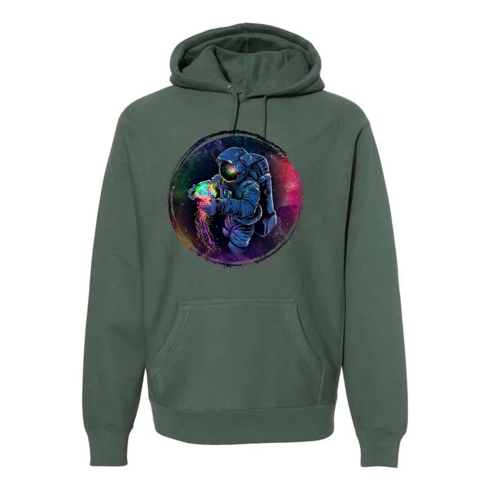 Cool Space Astronaut Jellyfish Galaxy Premium Hoodie