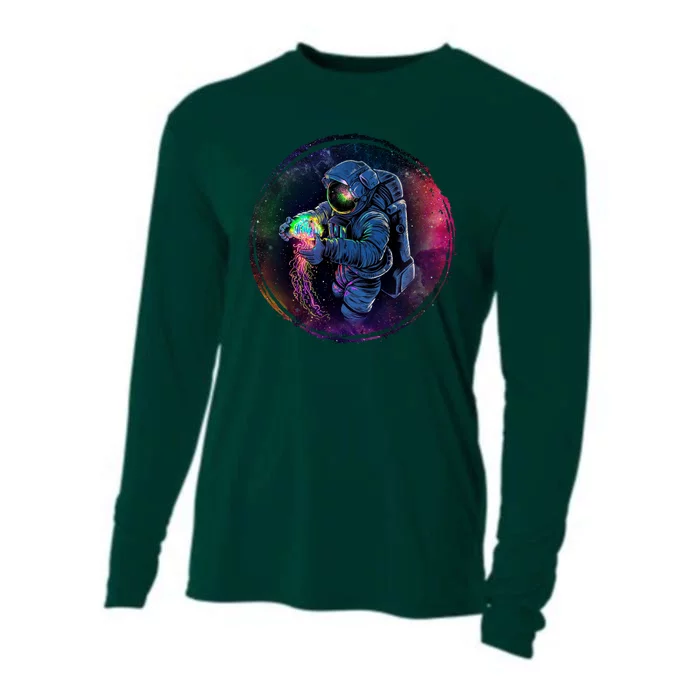 Cool Space Astronaut Jellyfish Galaxy Cooling Performance Long Sleeve Crew