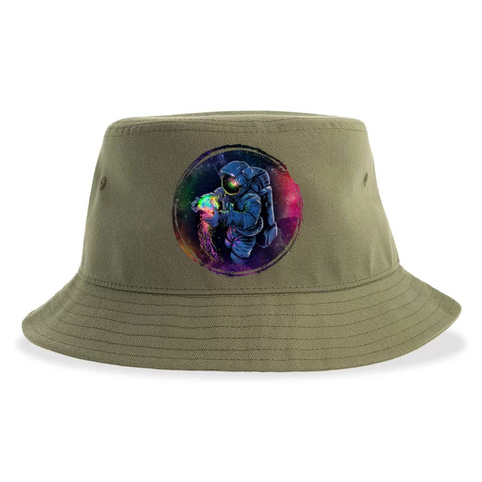 Cool Space Astronaut Jellyfish Galaxy Sustainable Bucket Hat