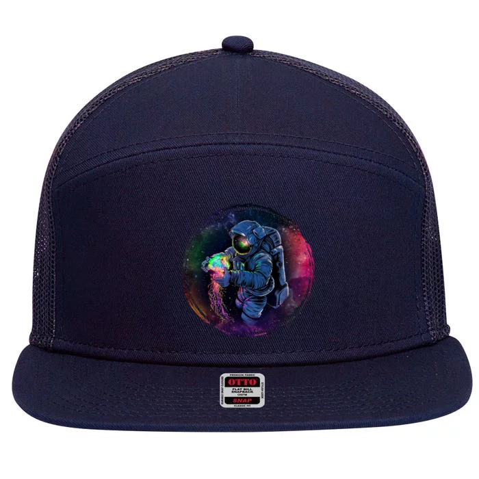 Cool Space Astronaut Jellyfish Galaxy 7 Panel Mesh Trucker Snapback Hat