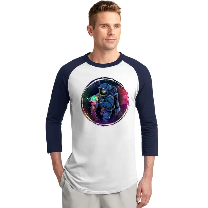 Cool Space Astronaut Jellyfish Galaxy Baseball Sleeve Shirt