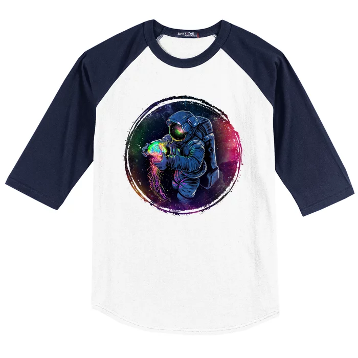 Cool Space Astronaut Jellyfish Galaxy Baseball Sleeve Shirt