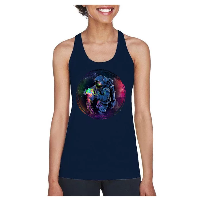 Cool Space Astronaut Jellyfish Galaxy Women's Racerback Tank