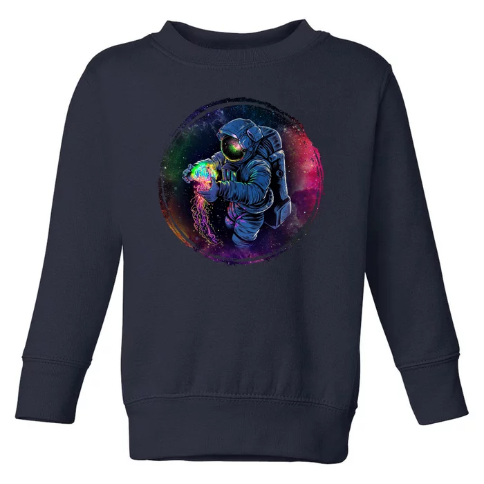 Cool Space Astronaut Jellyfish Galaxy Toddler Sweatshirt