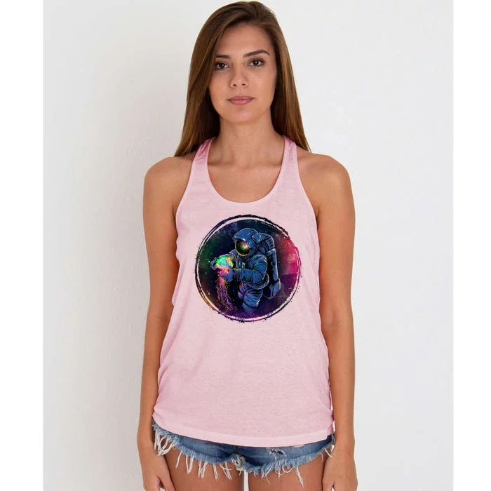 Cool Space Astronaut Jellyfish Galaxy Women's Knotted Racerback Tank