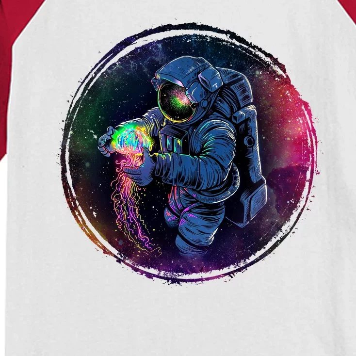 Cool Space Astronaut Jellyfish Galaxy Kids Colorblock Raglan Jersey