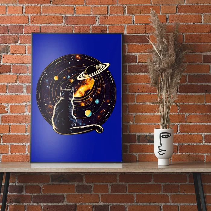 Cat Staring At Planet Saturn Cat Dad Cat Lover Poster