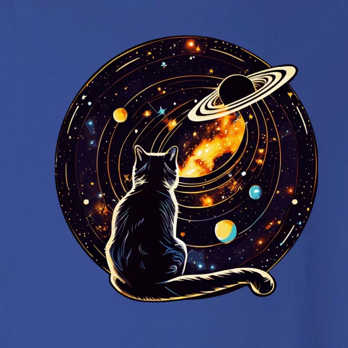 Cat Staring At Planet Saturn Cat Dad Cat Lover Toddler Long Sleeve Shirt