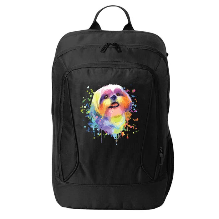 Colorful Splash Art Shih Tzu Portrait Shitzu Puppy Owner City Backpack